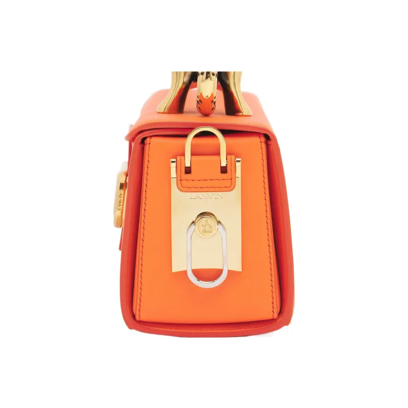 Lanvin Pencil Cow Leather Shoulder Bag Crossbody Bag Handbag Women's Bright Orange-3