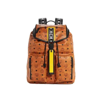 MCM Leather Backpack Small Size Women's Brown Cognac