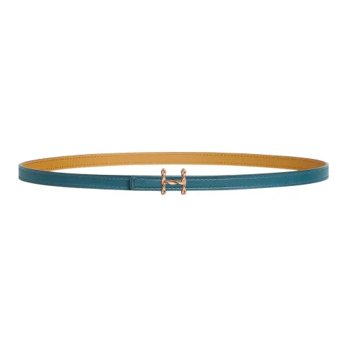 HERMES Leather Belts Women's Denim Blue/Biscuit