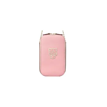 CARTIER PANTHÈRE Calfskin One Shoulder Crossbody Cell Phone Pouch Women's Light Pink