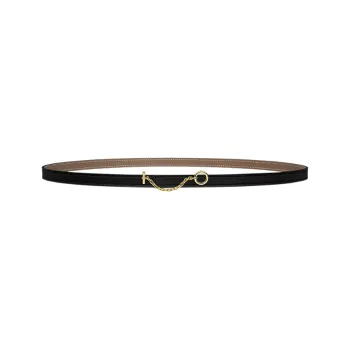 HERMES Epsom Calfskin Double Sided Leather Belts Women's Black Width 1.3cm
