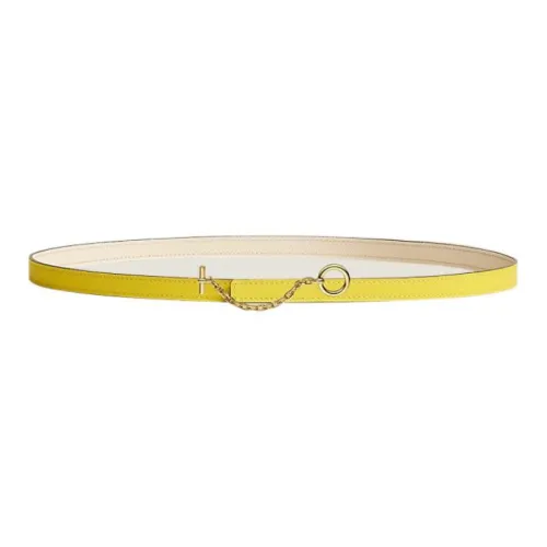 HERMES Carrousel Leather Belts Women's Yellow