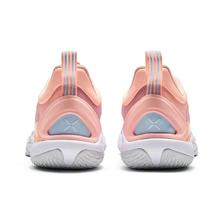 XTEP Light Feather 4th Generation   V2 Basketball Shoes Men Low Top Blue/Pink-4