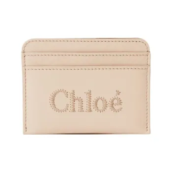 Chloe Shiny Calfskin Card Holder Women's Cement Pink