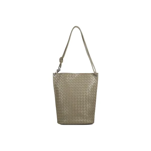 Bottega Veneta KNOT Cow Leather Bucket Bag, Shoulder Bag, Crossbody Bag Medium Size Men's Gray