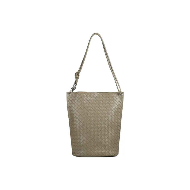 Bottega Veneta KNOT Cow Leather Bucket Bag, Shoulder Bag, Crossbody Bag Medium Size Men's Gray-0