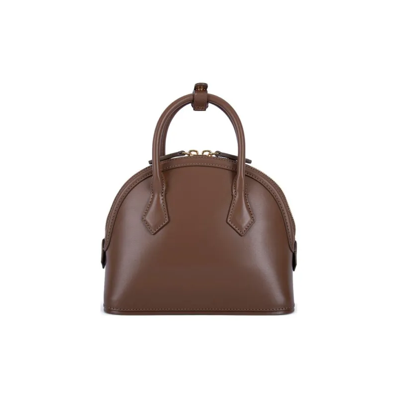 MCM Smooth Leather Dome Bag, Shoulder Bag, Crossbody Bag, Handbag Trumpets Women's Brown-1