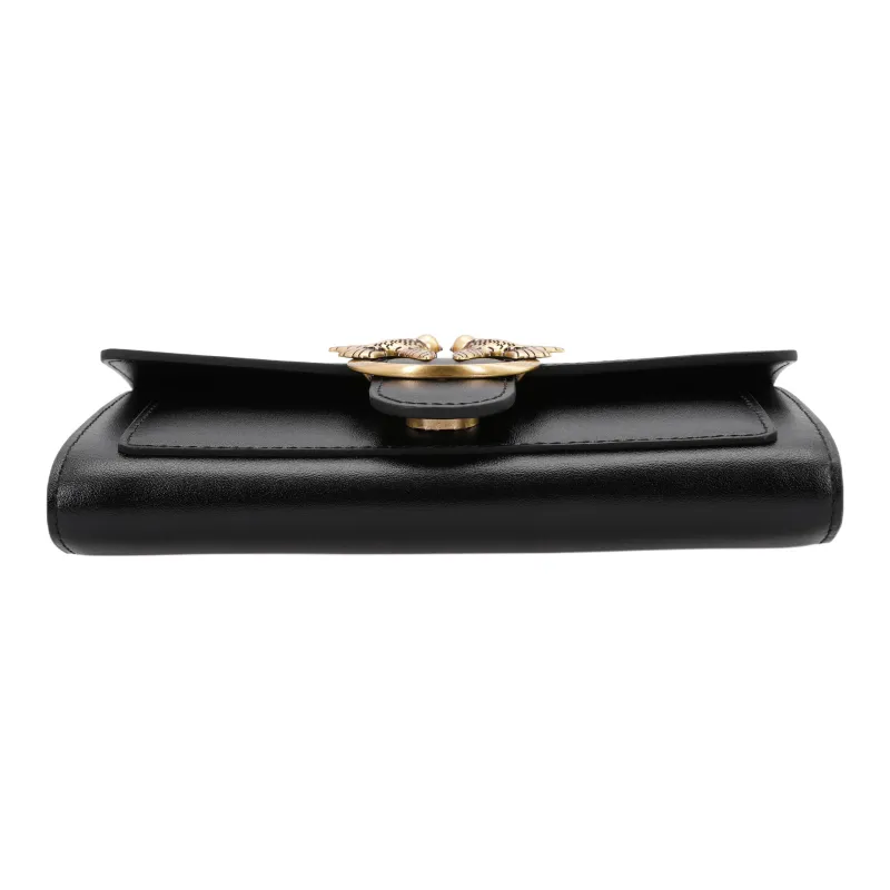 PINKO SIMPLY Cow Leather Shoulder Bag, Crossbody Bag Women's Black-5