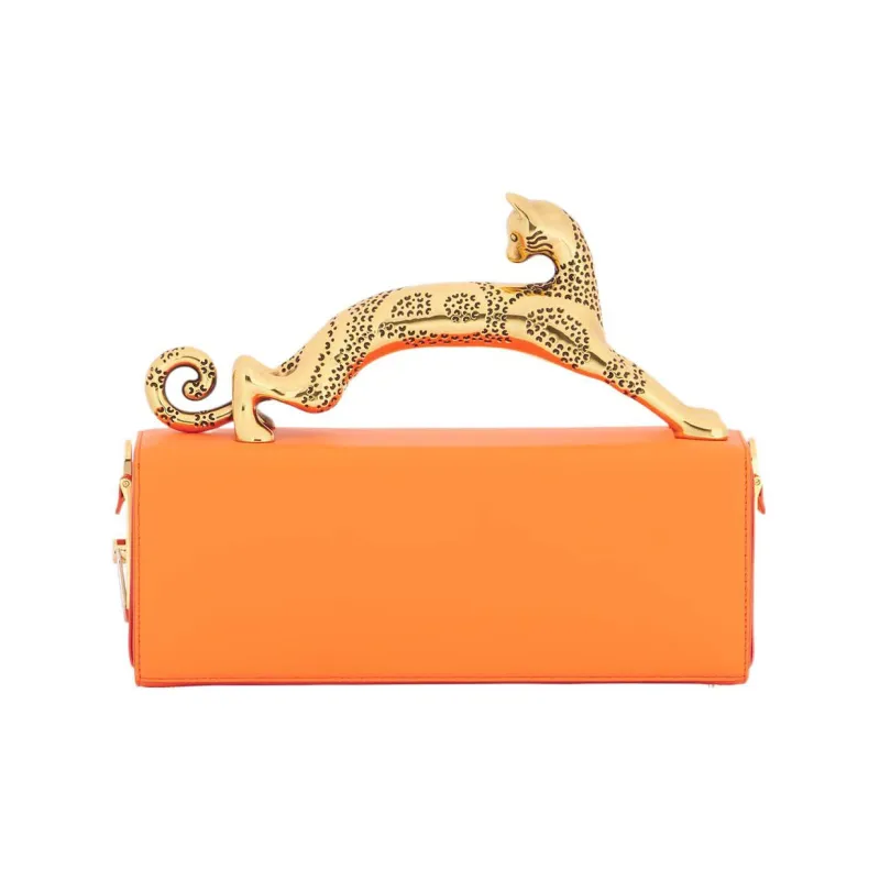 Lanvin Pencil Cow Leather Shoulder Bag Crossbody Bag Handbag Women's Bright Orange-2