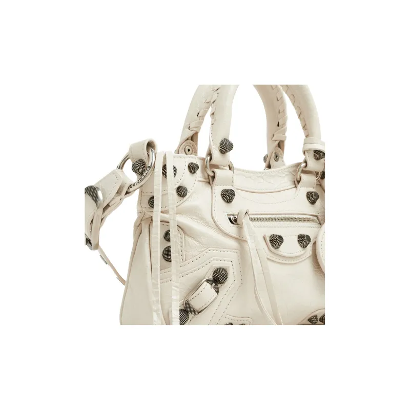 Balenciaga Neo Cagole Fine Grained Sheepskin Tote Bag, Shopping Bag, Handbag Small Size Women's White-5