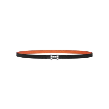 HERMES Signature Bubble Silver Smooth Buckle Epsom Calfskin Leather Belts Women's Black Width: 1.3cm