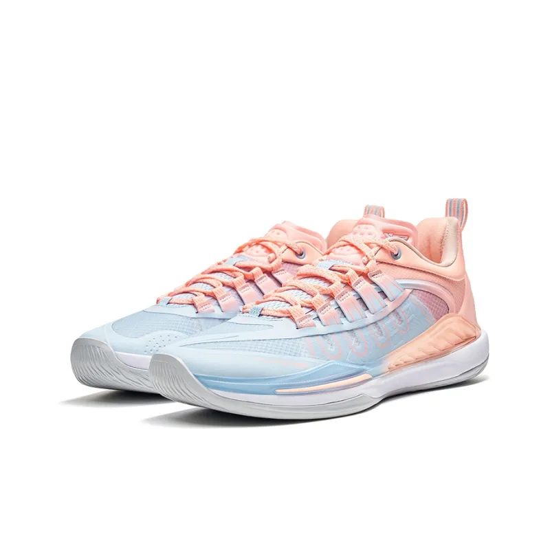 XTEP Light Feather 4th Generation   V2 Basketball Shoes Men Low Top Blue/Pink-2