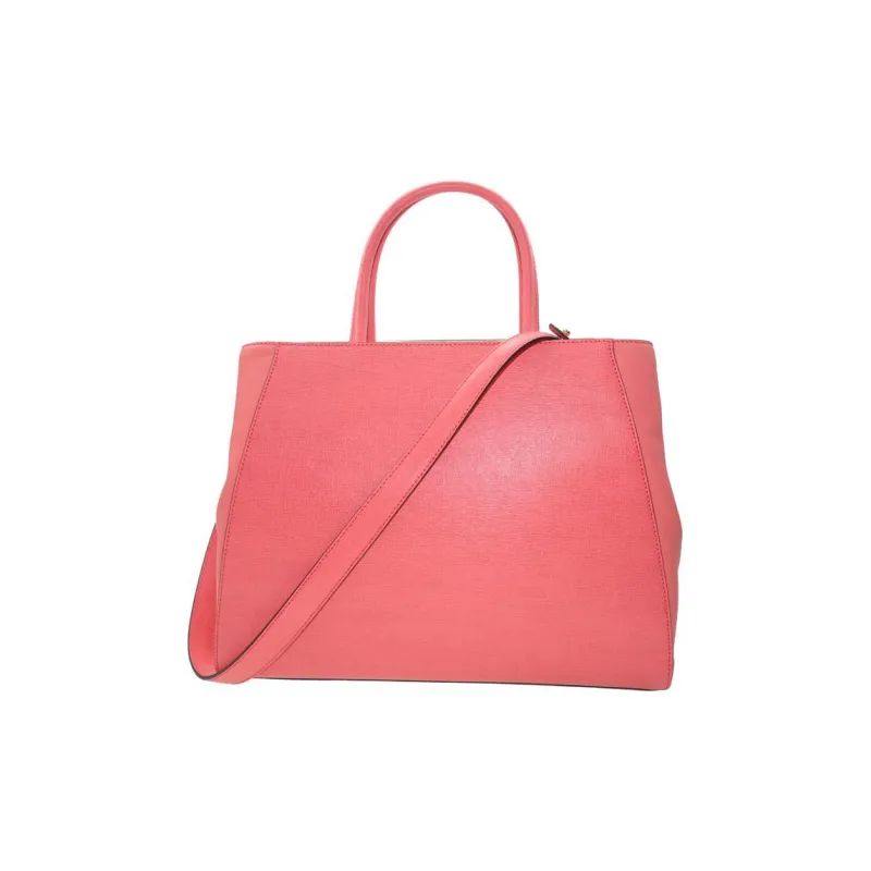 FENDI Textured Calfskin Tote Bag Shopping Bag Handbag Medium Size Women's Pink-2