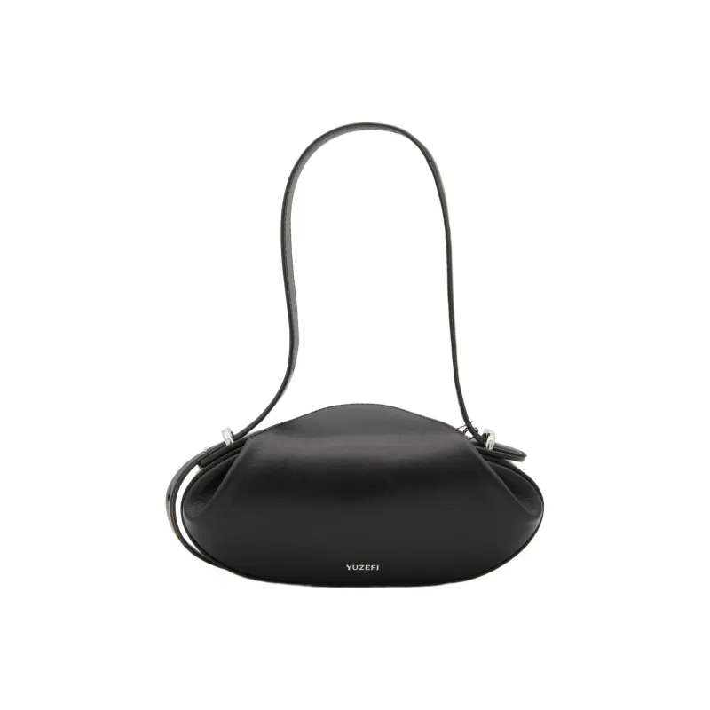 YUZEFI Leather Dinner Rolled Shoulder Bag, Crossbody Bag Women's Black-0