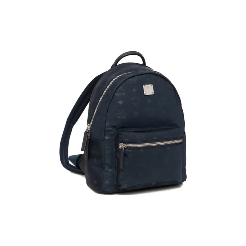 MCM Nylon Backpack Small Size Unisex Dark Blue-1
