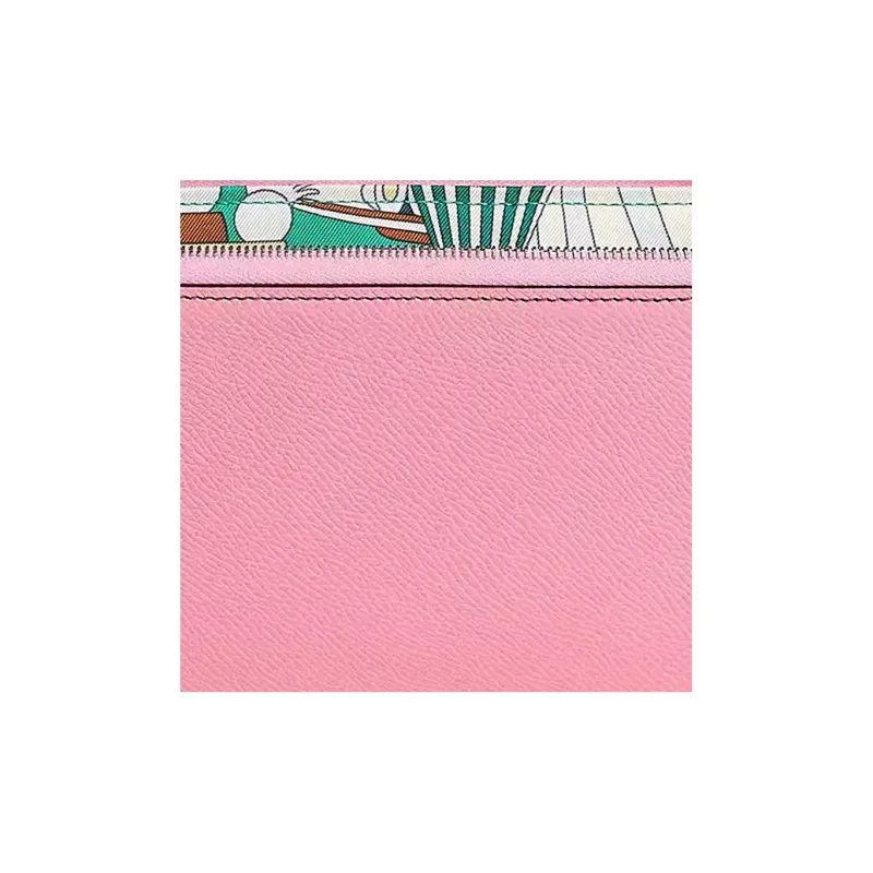HERMES Silk'In Epsom With Barenia Calfskin Wallet Women's Pink/Mint Green-2