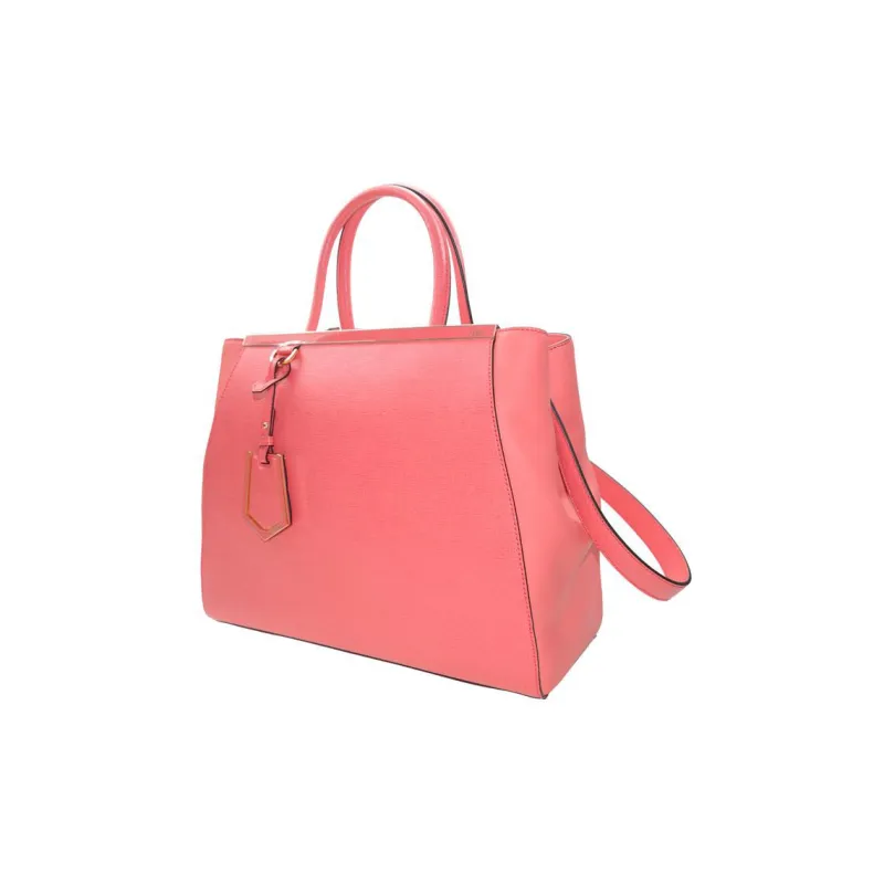 FENDI Textured Calfskin Tote Bag Shopping Bag Handbag Medium Size Women's Pink-1