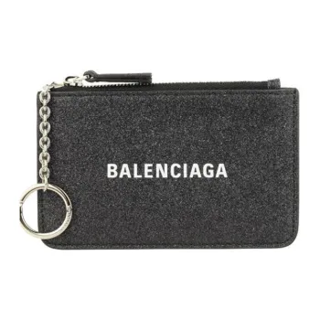 Balenciaga Leather Card Holders Coin Purses Wallets Women's Black