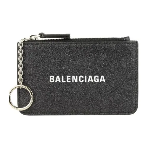 Balenciaga Leather Card Holders Coin Purses Wallets Women's Black
