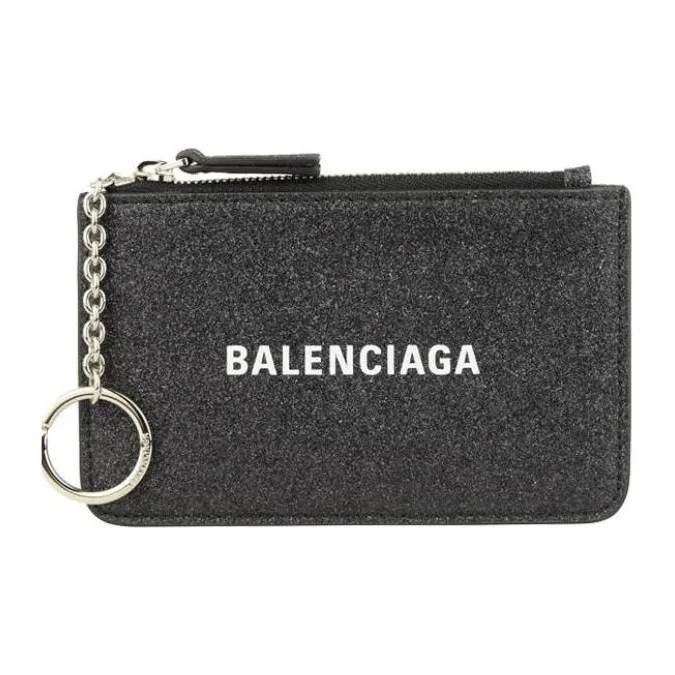 Balenciaga Leather Card Holders Coin Purses Wallets Women's Black-0