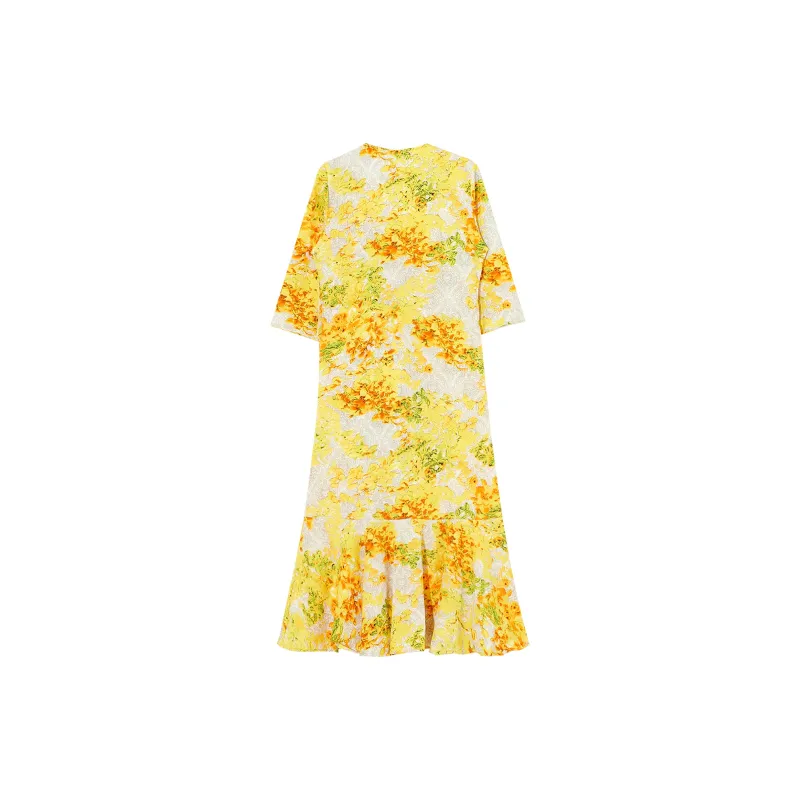 QYPRF Long Sleeved Dresses Women's Yellow-1