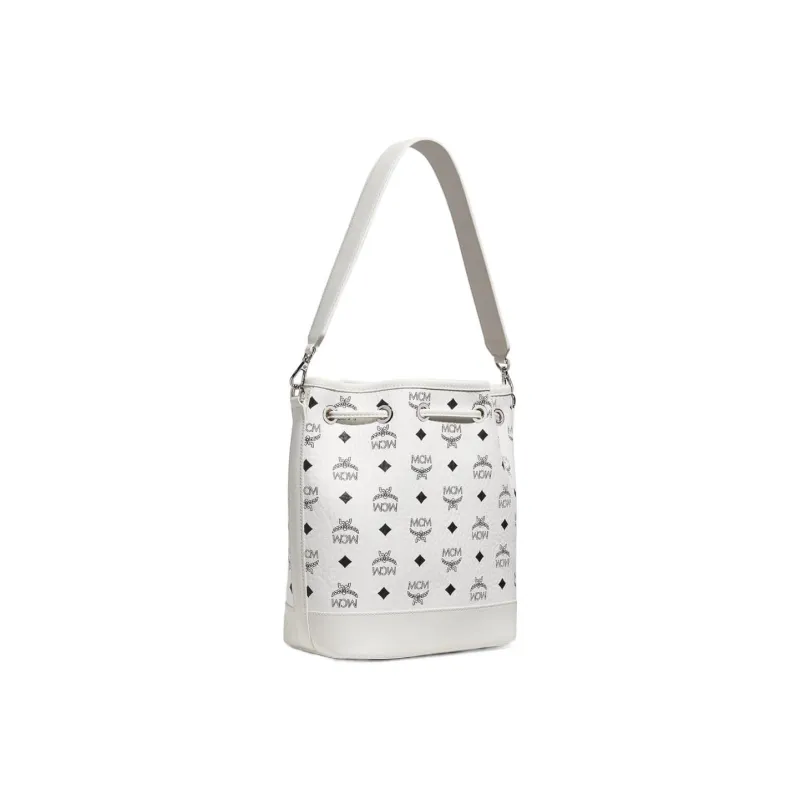 MCM Nappa Leather Combo Bag Coin Purse Bucket Bag Crossbody One Shoulder Handbag Large Size Women's Black White-1