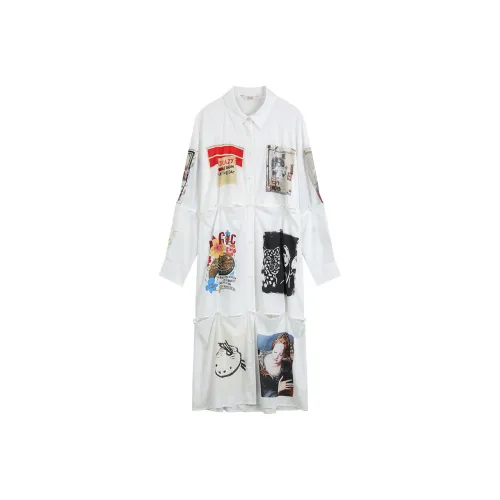 ELF SACK Jackets Women's Patchwork Oil Painting Off White