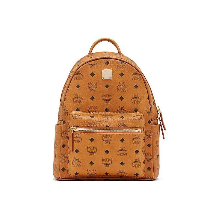 MCM Stark Visetos Canvas Backpack Small Size Unisex Cognac-0
