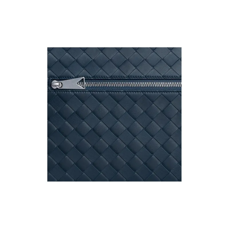 Bottega Veneta Leather Briefcase Document Bag Clutch Trumpets Men's Dark Blue-3