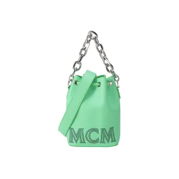 MCM Leather Bucket Bag, Crossbody Handbag Mini Women's Green
