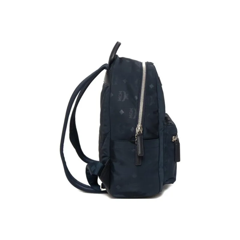 MCM Nylon Backpack Small Size Unisex Dark Blue-2