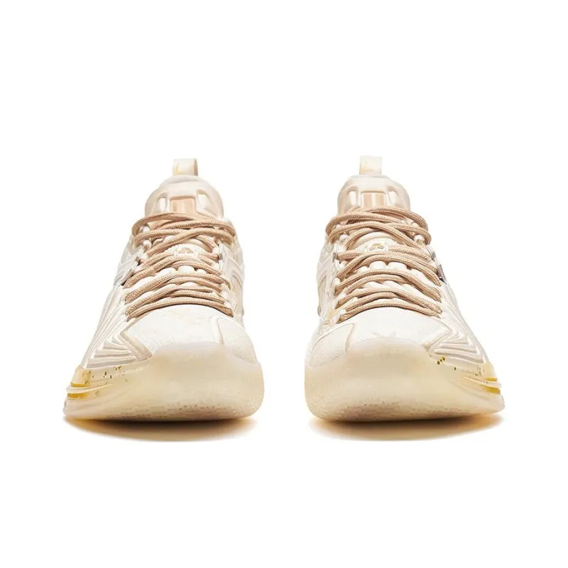 XTEP Jeremy Lin Three Generations Brushwork Anti Slip Wear Resistant Low Top Basketball Shoes Men's Beige Yellow Brown-2