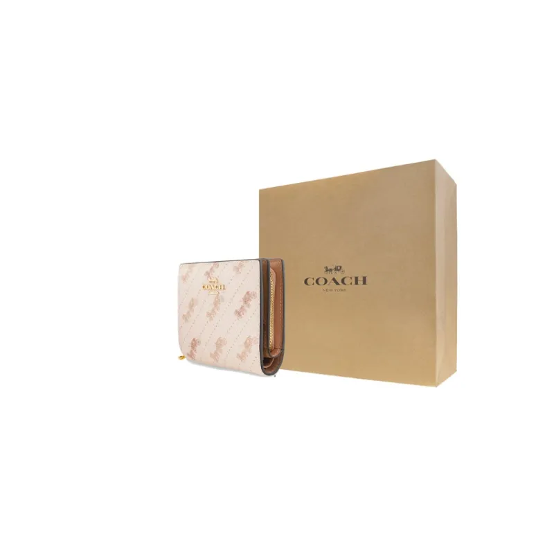 COACH Snap Wallet Canvas With Leather Card Holder Wallet Women's Ecru-4