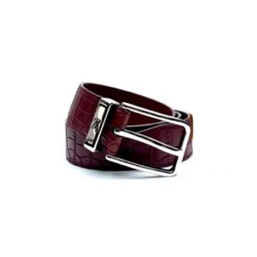 LOUIS VUITTON Leather Belts Men Burgundy