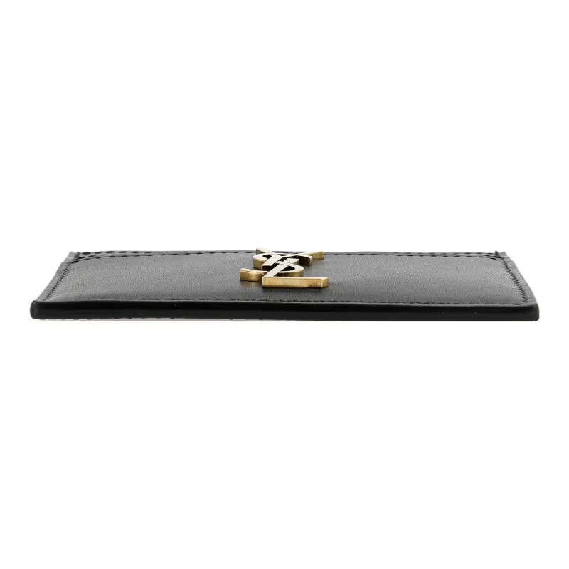 SAINT LAURENT Smooth Finish Cow Leather Card Clip Card Holder Regular Men's Black-4
