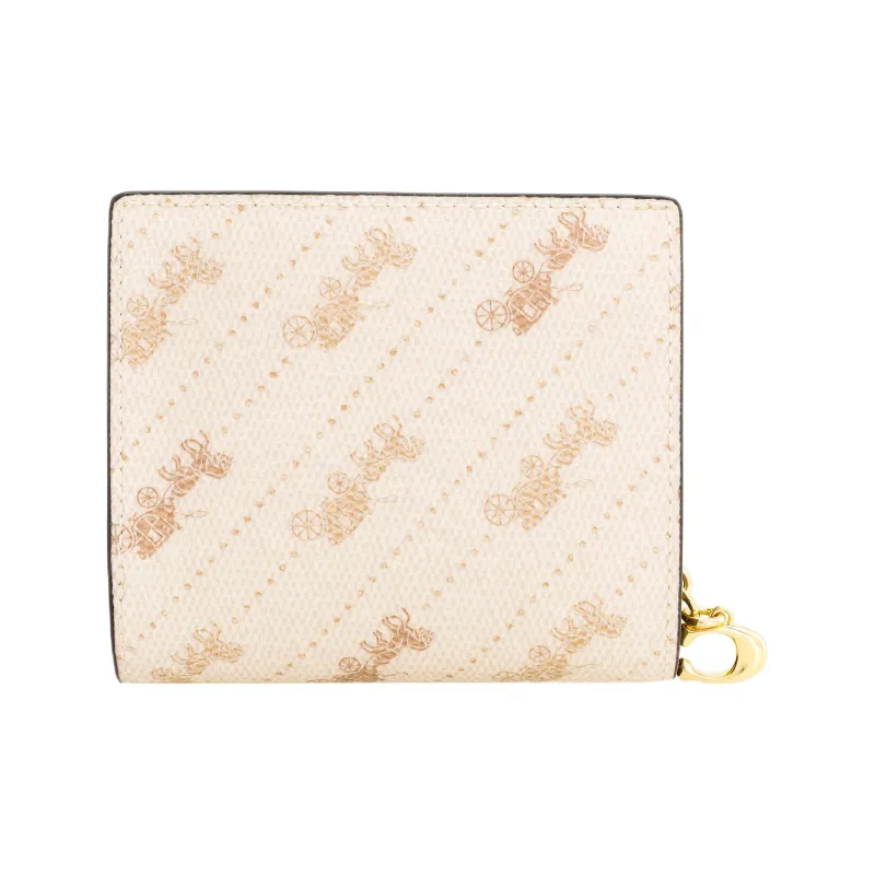 COACH Snap Wallet Canvas With Leather Card Holder Wallet Women's Ecru-1