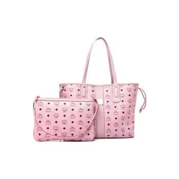 MCM Liz Visetos Canvas Tote Bag, Shopping Bag, Handbag, Shoulder Bag Medium Size Women's Pink