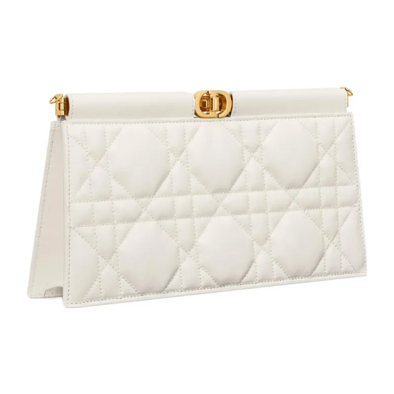 DIOR Caro Sheepskin One Shoulder Crossbody Clutch Regular Women's Milk White-1
