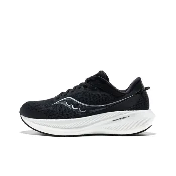 Saucony Triumph 21 Slip Resistant, Abrasion Resistant, Breathable Low Top Running Shoes Men's Black White Loose Fit