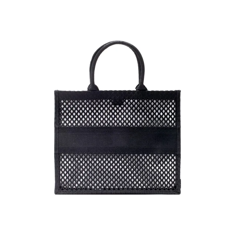 DIOR BookTote Cotton Tote Bag Shopping Bag Shoulder Bag Handbag Large Size Women's Black-2