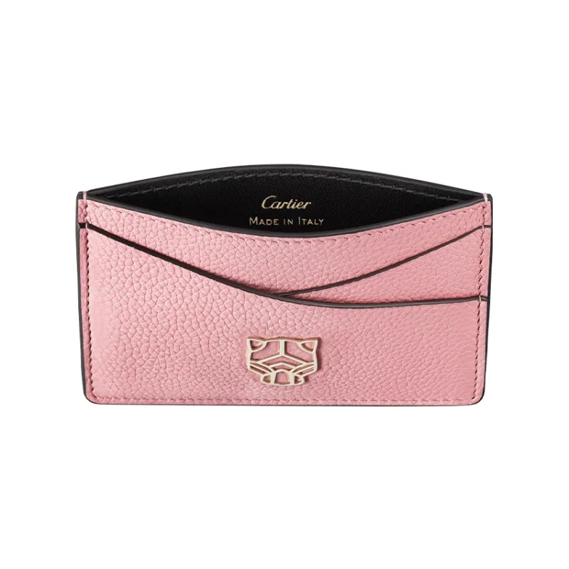 CARTIER PANTHÈRE Calfskin Card Holder Women's Light Pink-2