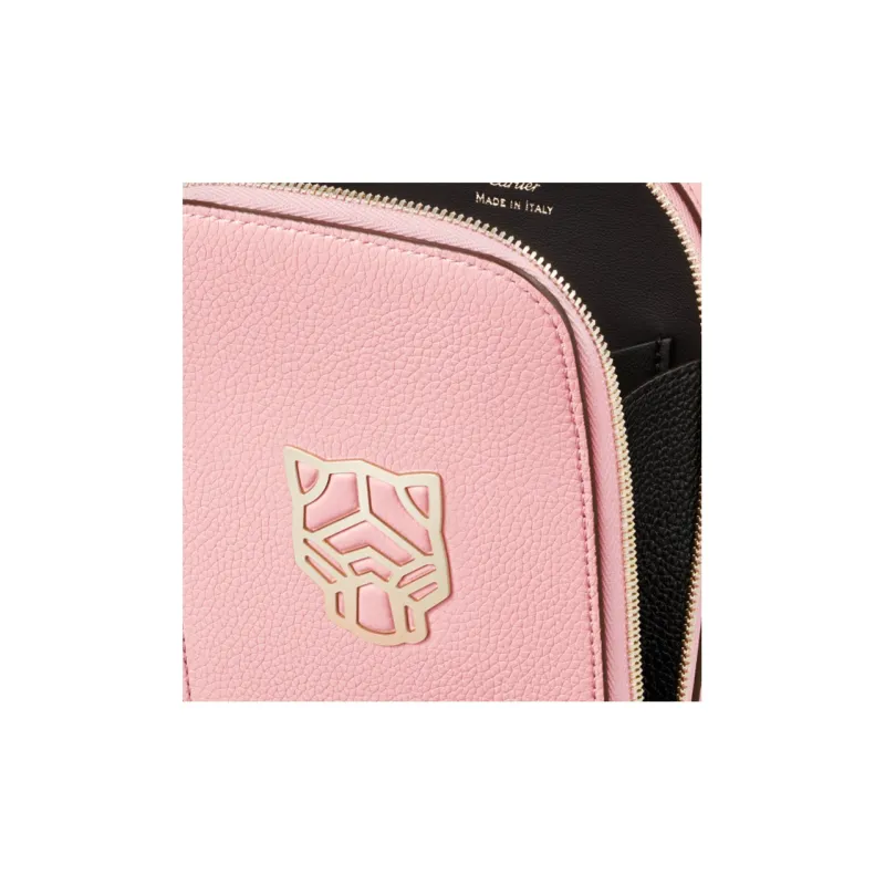 CARTIER PANTHÈRE Calfskin One Shoulder Crossbody Cell Phone Pouch Women's Light Pink-4