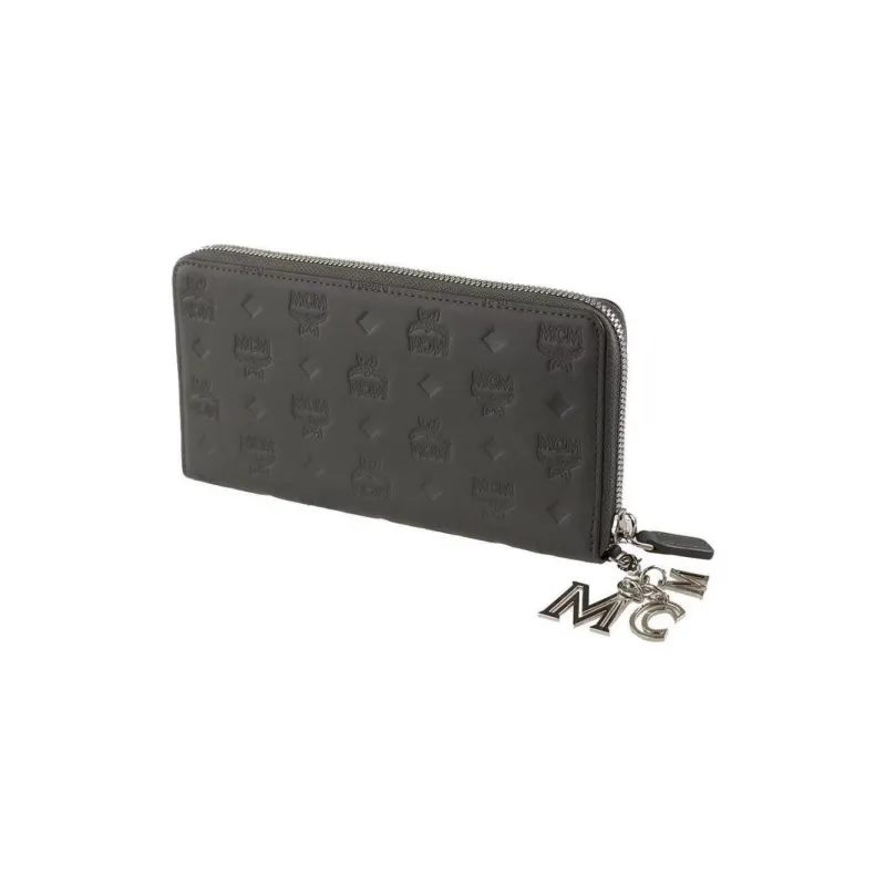 MCM Zip Around Wallet Visetos Charm Large Black-3