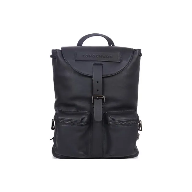 LONGCHAMP 3D Cow Leather Backpack Medium Size Unisex Midnight Blue-0