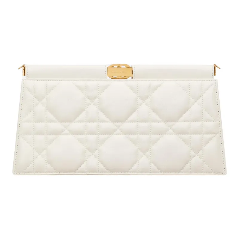 DIOR Caro Sheepskin One Shoulder Crossbody Clutch Regular Women's Milk White-3