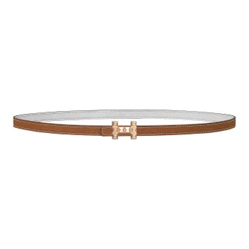 HERMES H Letter Medor Buckle & Double-Sided Calfskin Leather Belts Women's Gold/White Width: 1.3cm