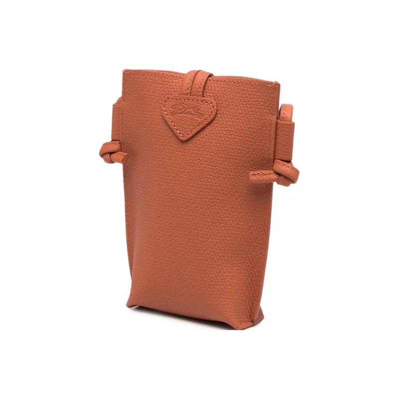 LONGCHAMP Roseau Cow Leather One Shoulder Crossbody Cell Phone Pouch Women's Orange Red-1