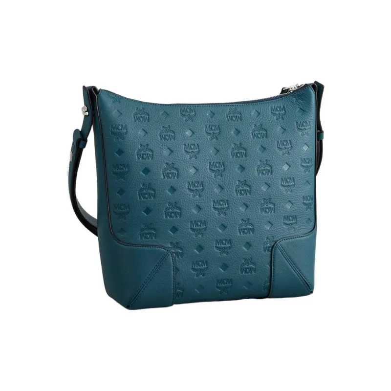 MCM Klara Leather Hobo Shoulder Bag Regular Women's Peacock Blue-1