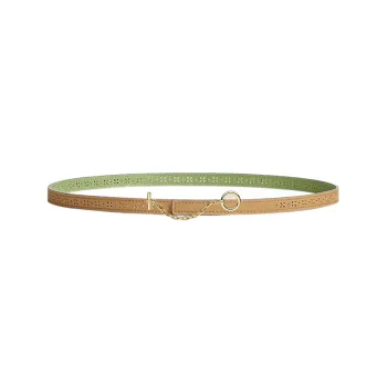 HERMES Carrousel Leather Belts Women's Masala Tea/Cricket Green