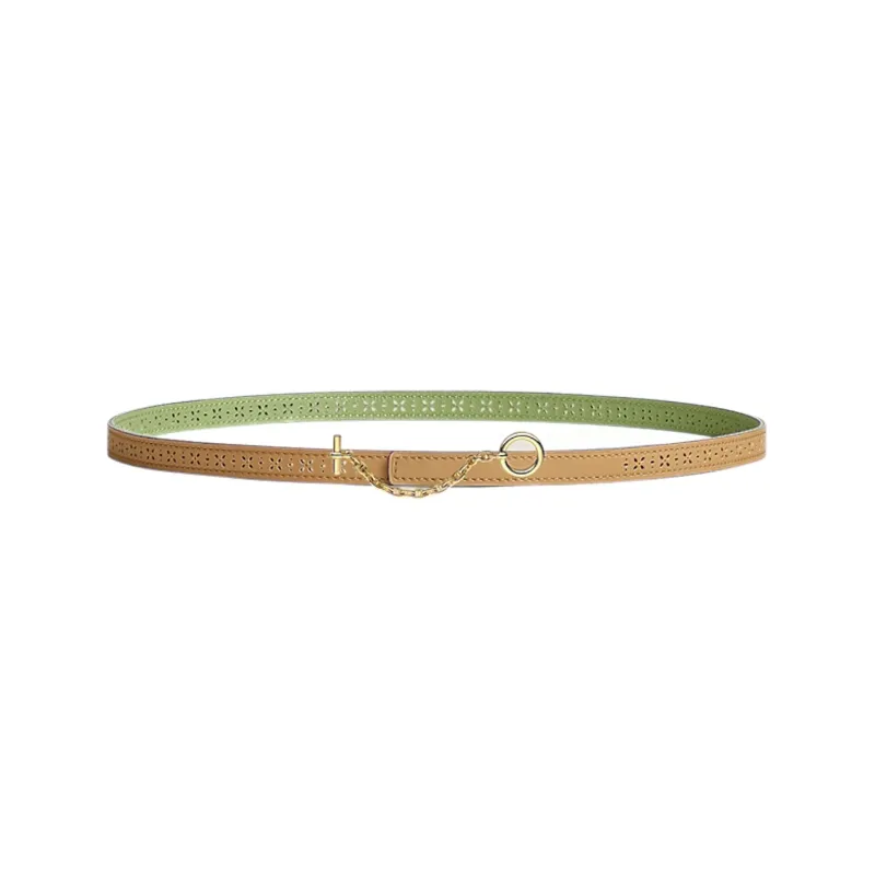 HERMES Carrousel Leather Belts Women's Masala Tea/Cricket Green-0